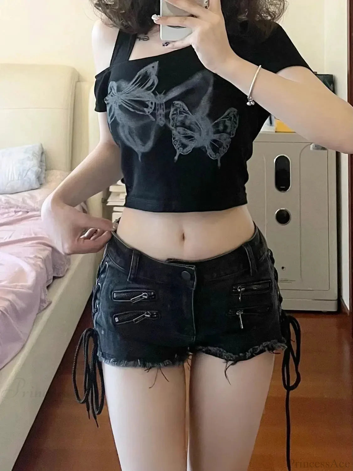 Dark Unfinished Zip Short