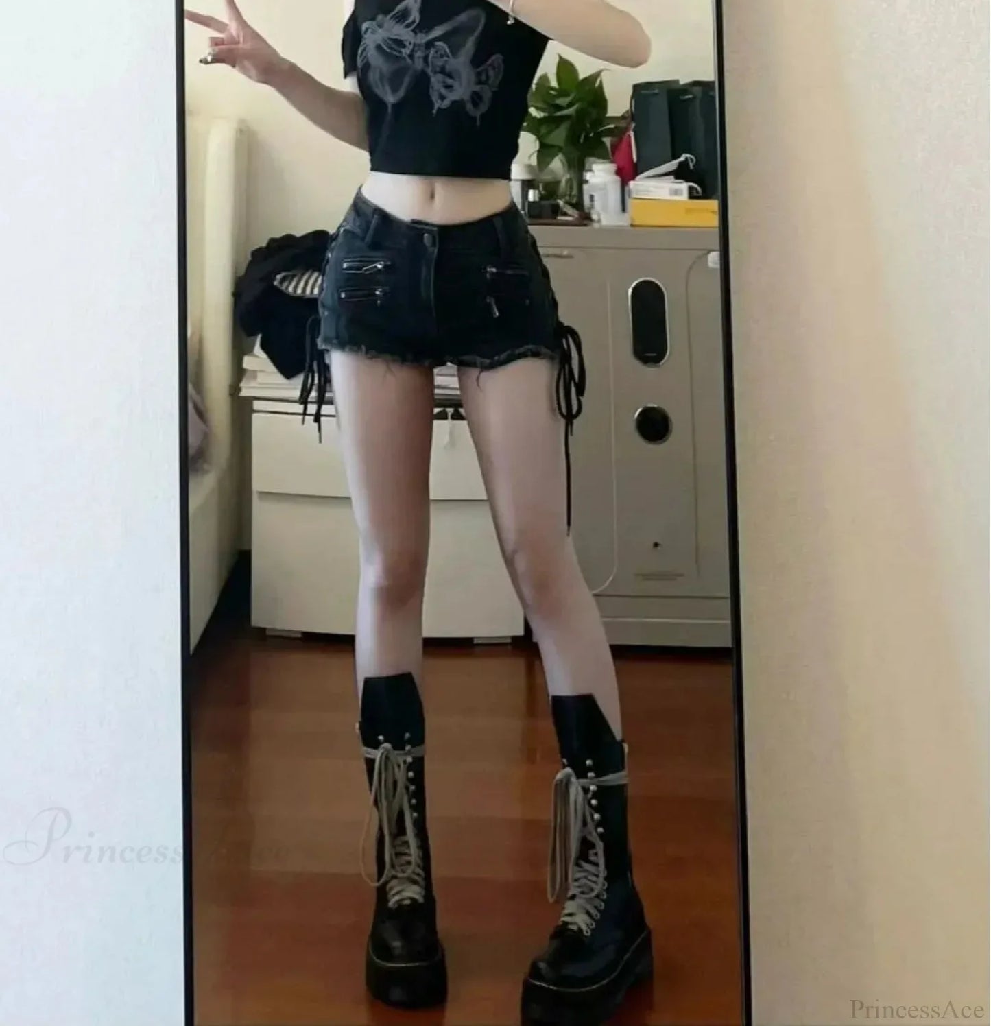 Dark Unfinished Zip Short