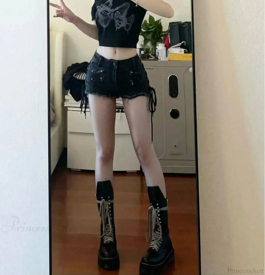 Dark Unfinished Zip Short