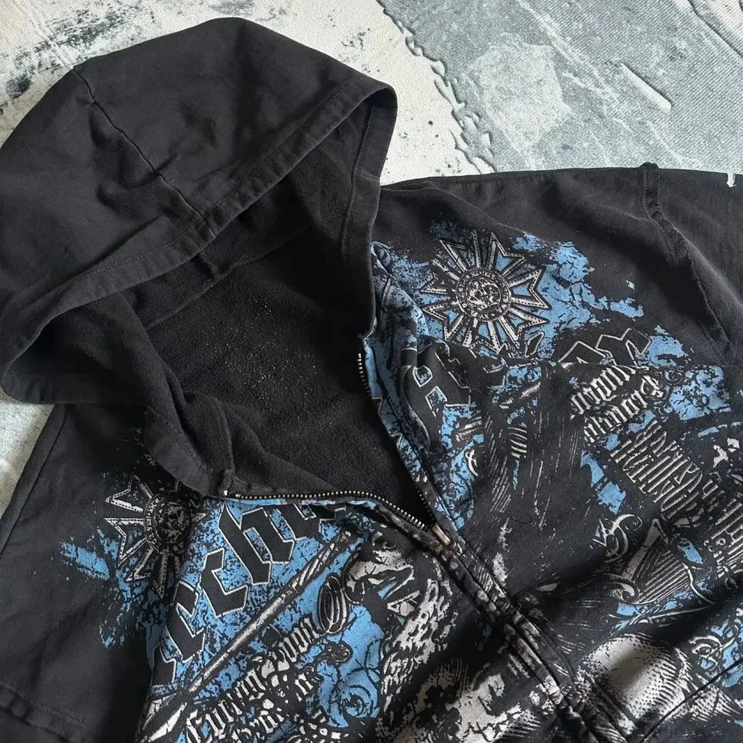 Dark Vintage Design Zipper Hoodie