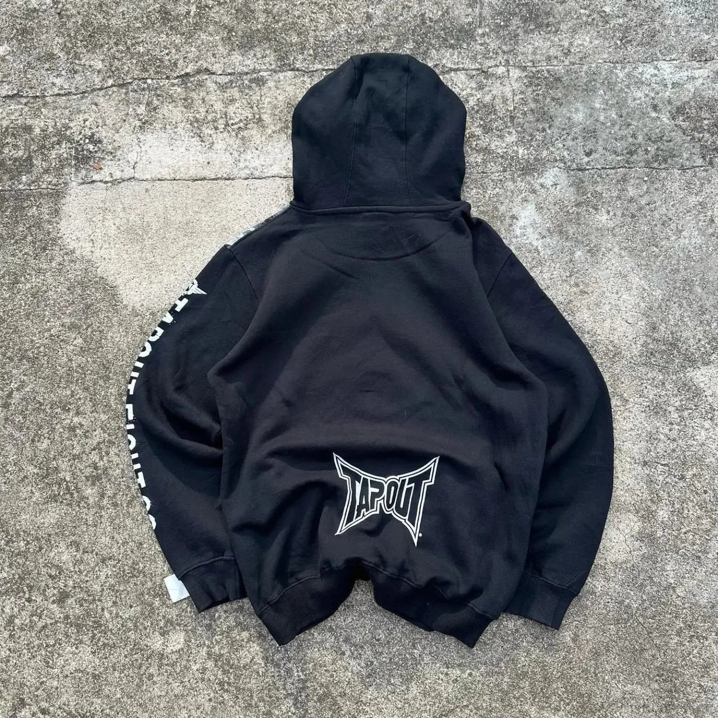 Dark Vintage Letter Print Zip Hoodie