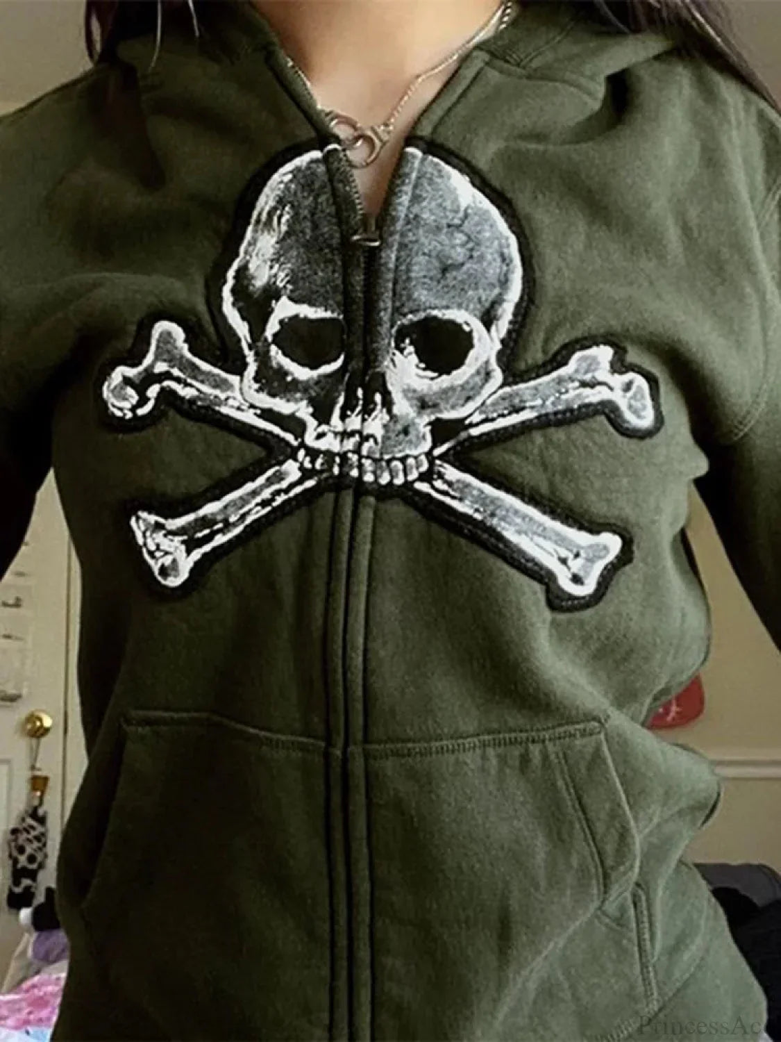 Dark Vintage Skull Zip Hoodie