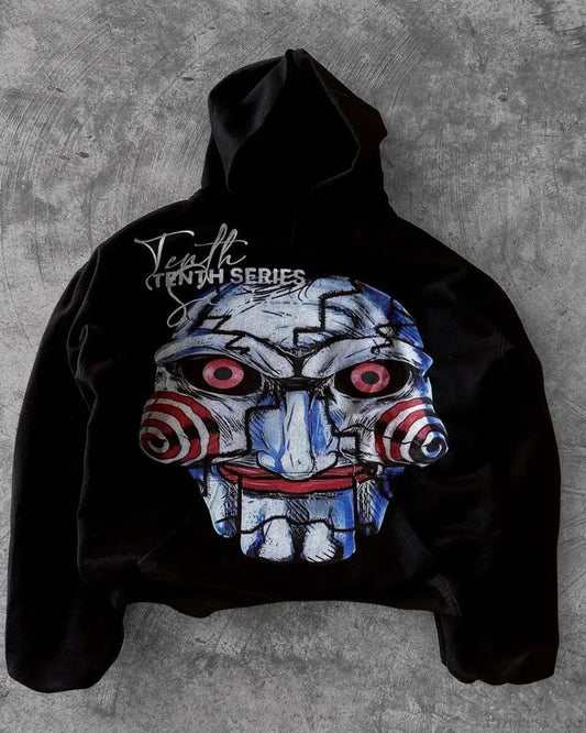 Dark Vintage Visual Print Hoodie