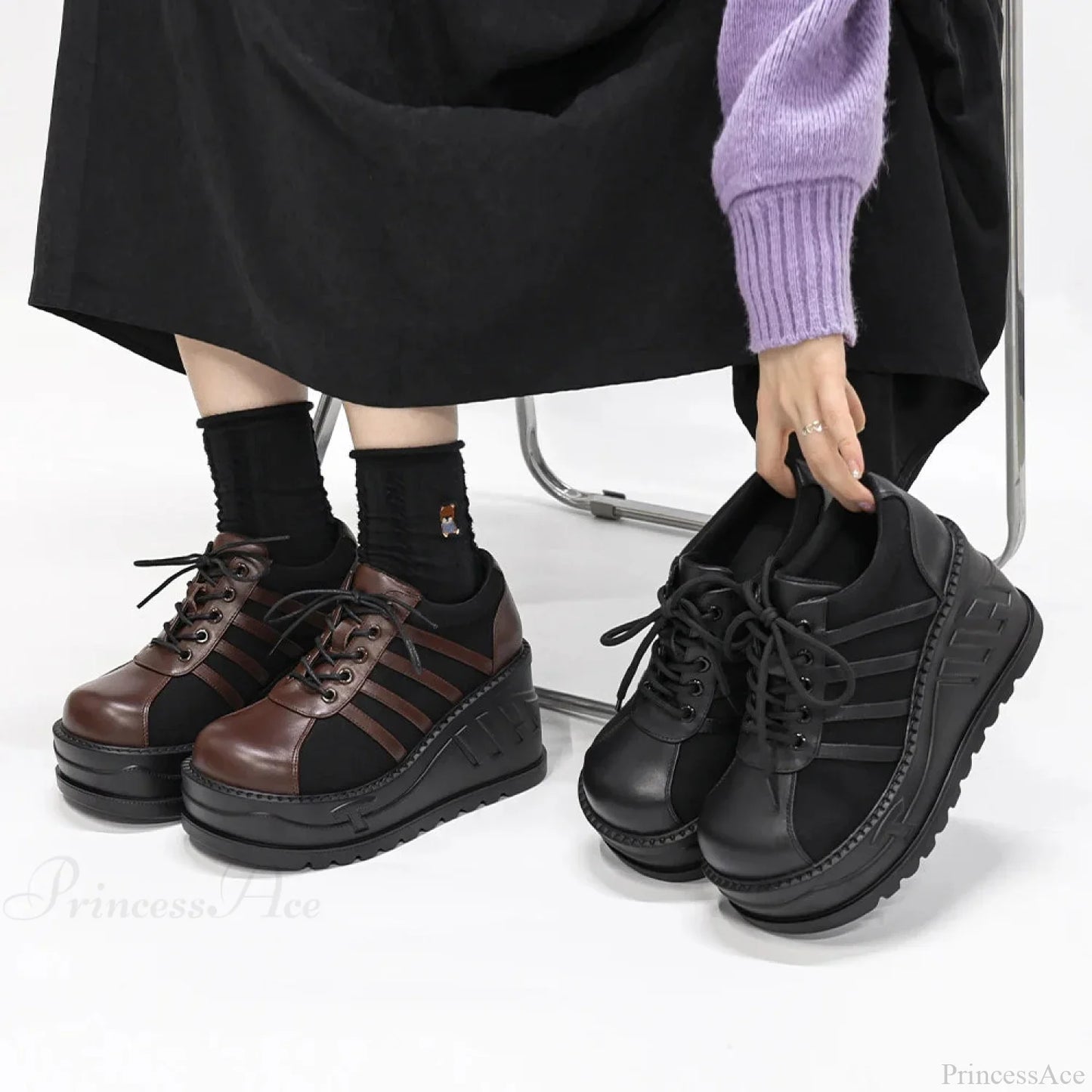 Dark Wedge Platform Rebel Sneaker