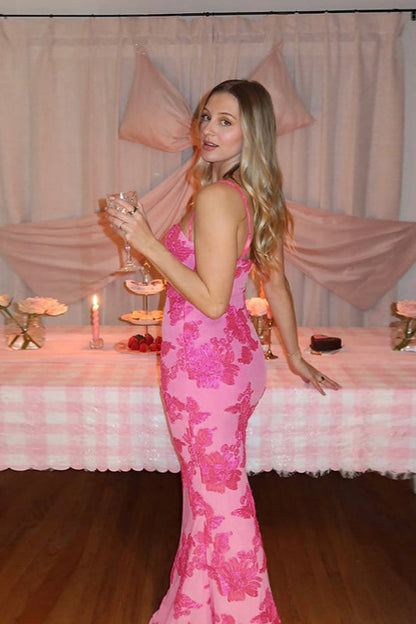 Cami Waist Cinched Floral Bodycon Maxi Dress