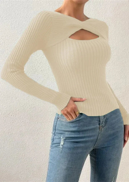 Irregular Cut-Out Knit Pullover Sweater