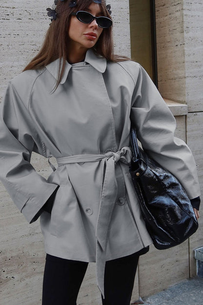 Vintage Casual Belted Trench Coat
