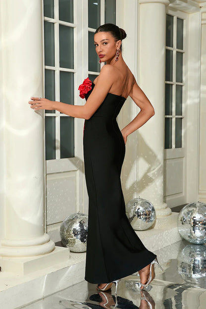 Rosalind Flowers Strapless Maxi Dress