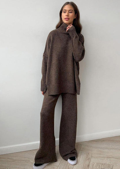 Luxe Comfort - Oversized Knit Sweater and Pants Set
