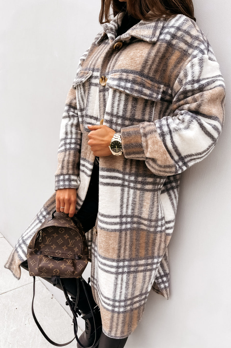 Plaid Button Down Shirt Coat