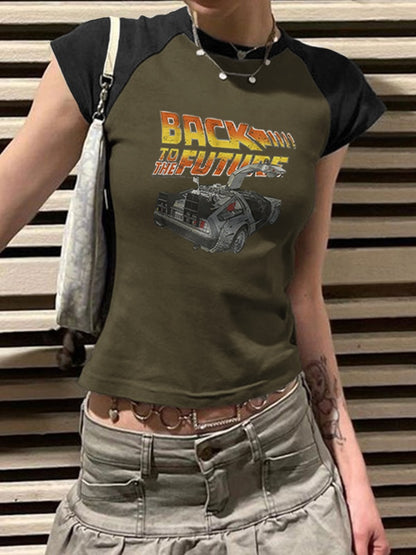 Street Spider Raglan Sleeve Cropped Top