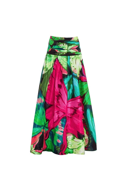 Butterfly Print Ruched Slimming Swimsuit Set