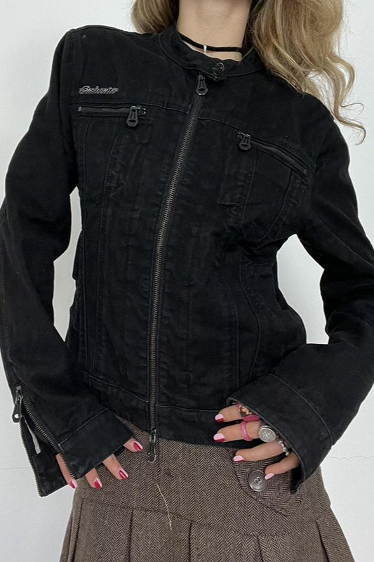 Vintage Black Denim Trucker Jacket