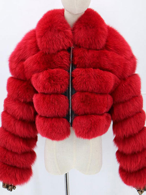 Plush Faux Fur Coat Turndown Collar Winter Short Jacket For Women 2026