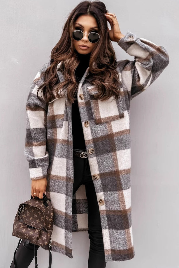 Plaid Button Down Shirt Coat