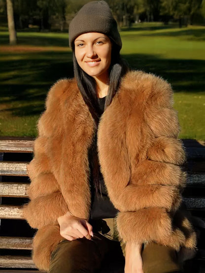 Plush Faux Fur Coat Crew Neck Winter Eco-friendly Fur Jacket For Women 2026