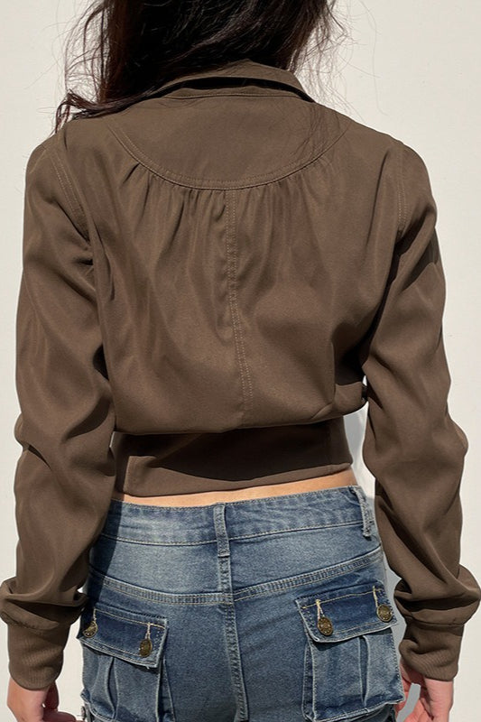 Utility Belted Zip Pocket Jacket