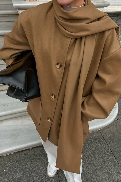 Vintage British-Style Wool Midi Oversized Coat