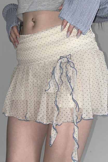 Retro Polka Dot Tie Mini Skirt