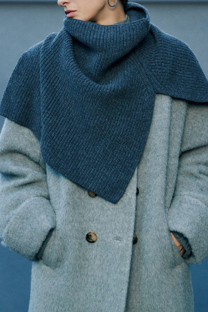 Super Fine Merino Knitted Turtleneck Split Scarf