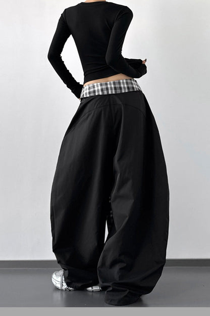 Vintage Layered Wide-Leg Palazzo Pants