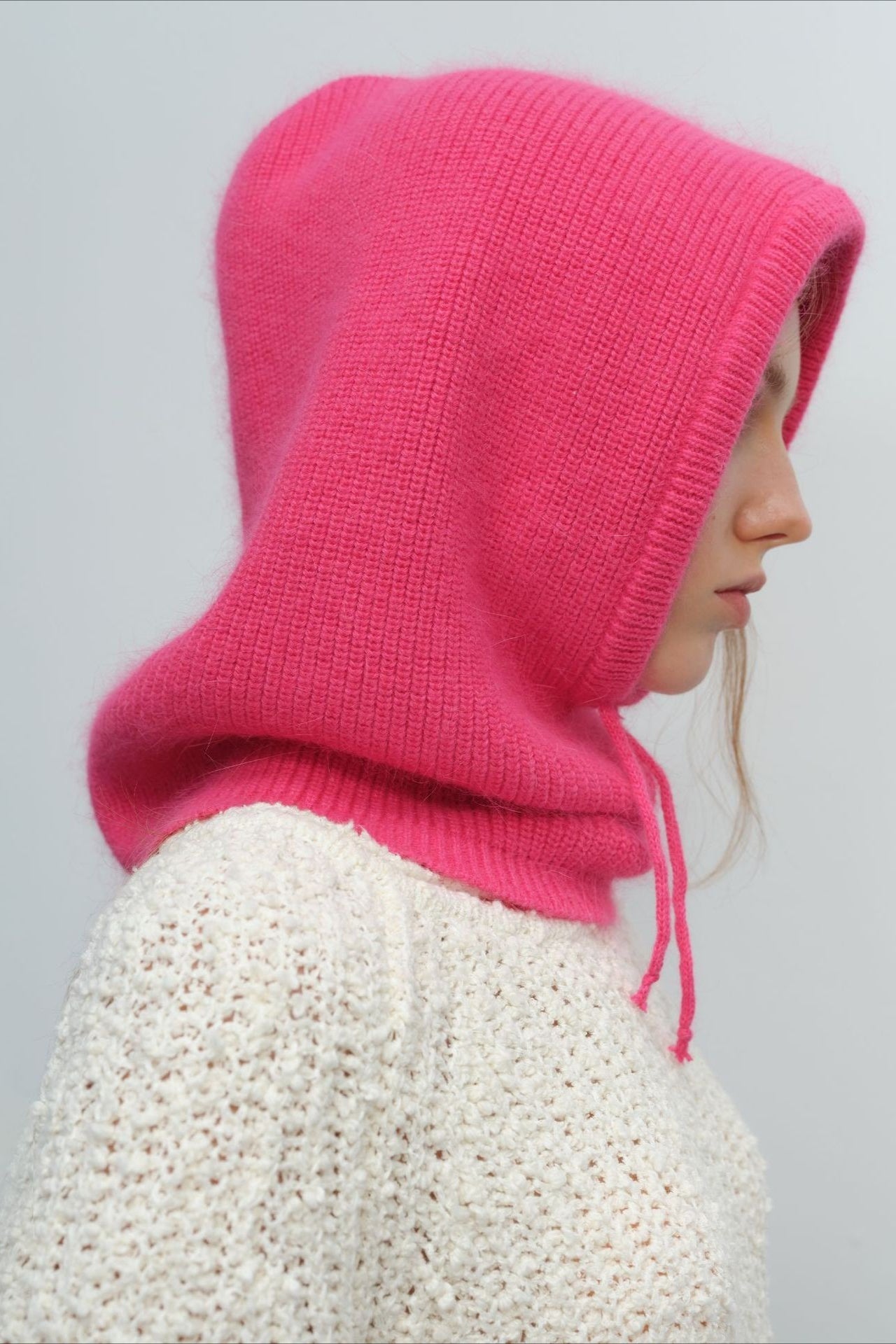 Wool Knit Balaclava Hooded Scarf Hat