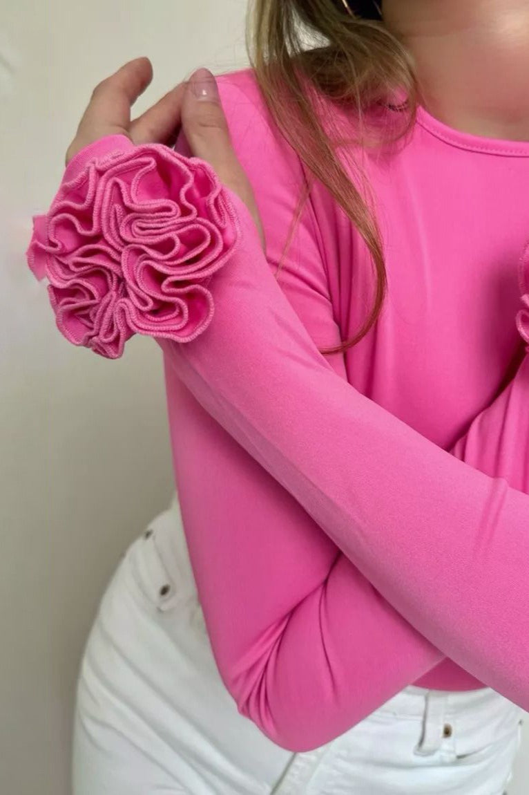 3D Floral Slim-Fit Long Sleeve Tee