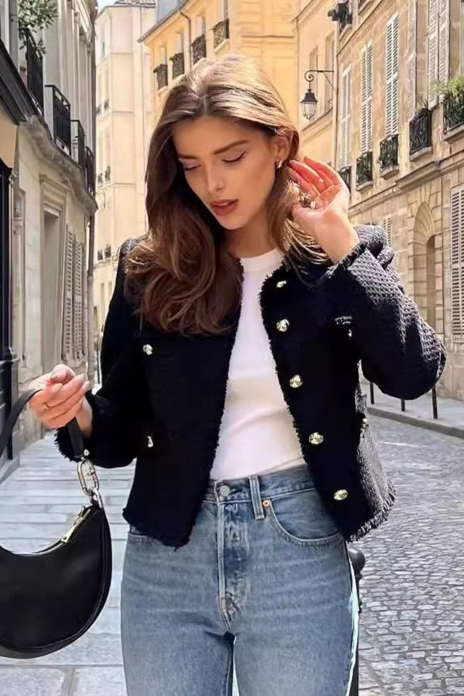 Tweed Single Breasted Short Coat