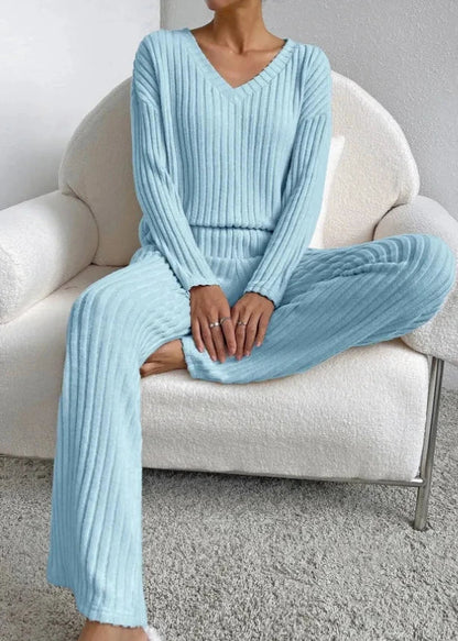 Luxe Ribbed V-Neck Loungewear Set