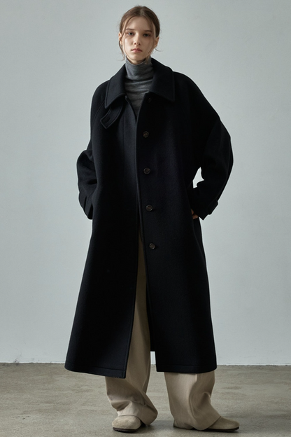 Wool Elegant Loose Extended Long Overcoat