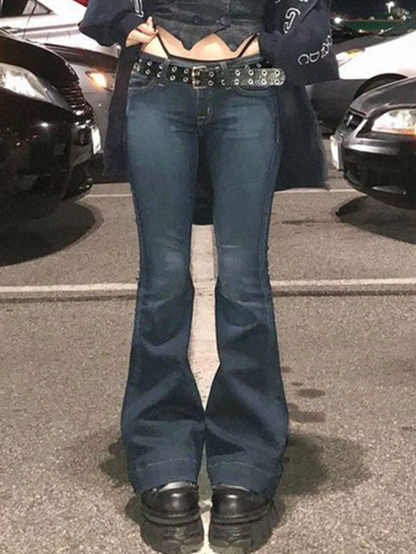 Washed Low Waist Flare Jeans