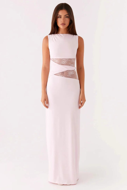 Sexy Cut Out Lace Panel Sleeveless Bodycon Dress