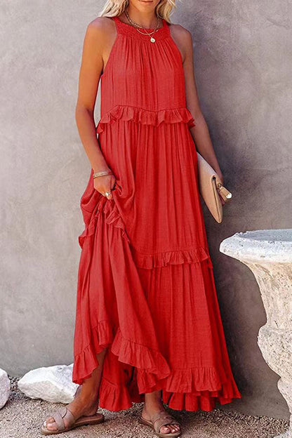 Irregular cake skirt sleeveless long mop skirt