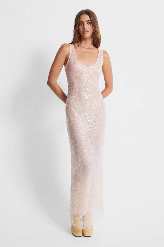 Sleeveless Rhinestone Sexy Vintage Suspender Sequin Dress