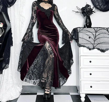 Delicate Fishtail Hollow V-neck Midi Dress