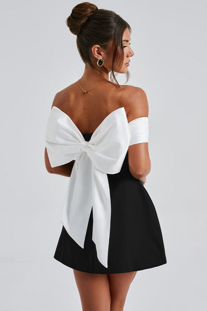 Belinda Off Shoulder Bow Mini Dress