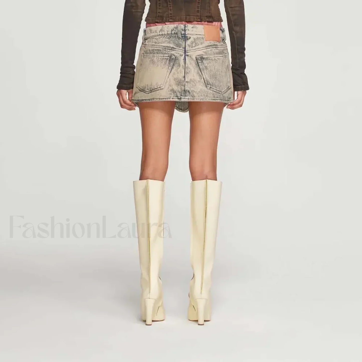 Denim Irregular Slit Vintage Skirt