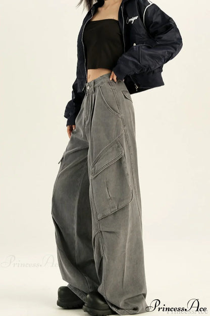Denim Loose Wide Leg Flattering Cargo Pants