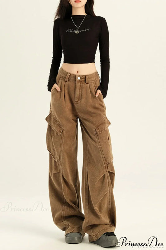 Denim Loose Wide Leg Flattering Cargo Pants