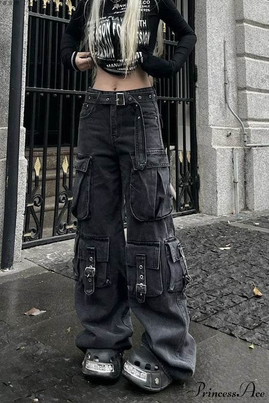 Denim Multi-Pocket Street Loose Cargo Pants