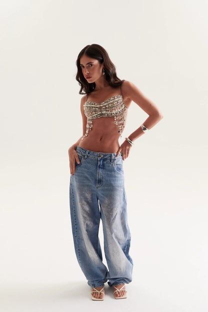 Marian Pearl Beaded Top