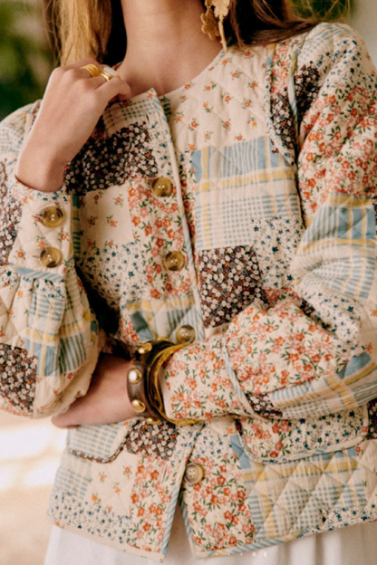 Printed Cotton Jacket with Large Pockets