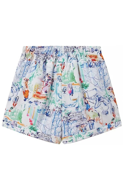 Graffiti Print Cotton Shorts Set