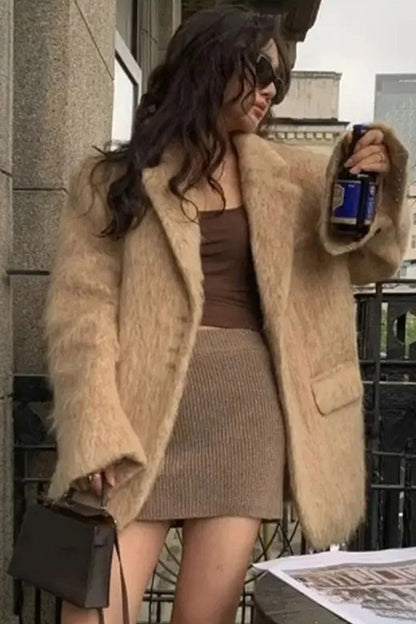 Long Sleeve Faux Fur Blazer