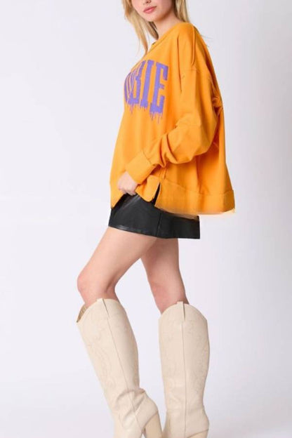 Halloween Letter Printed Top Loose Casual Sweatshirt