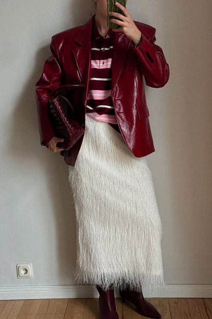 High-Waisted Fringe Elegant Maxi Skirt