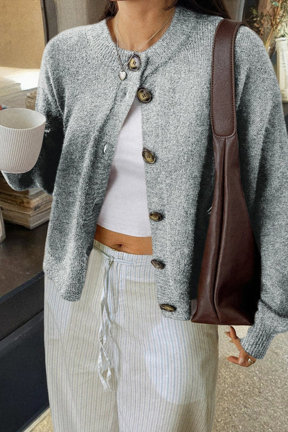 Minimalist Button Long Sleeve Cardigan