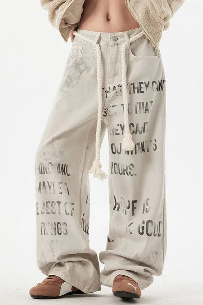Apricot Graffiti Straight Denim Jeans