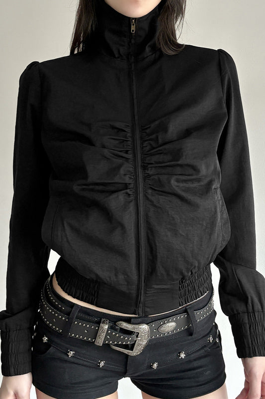 Ruched Waist Biker Jacket