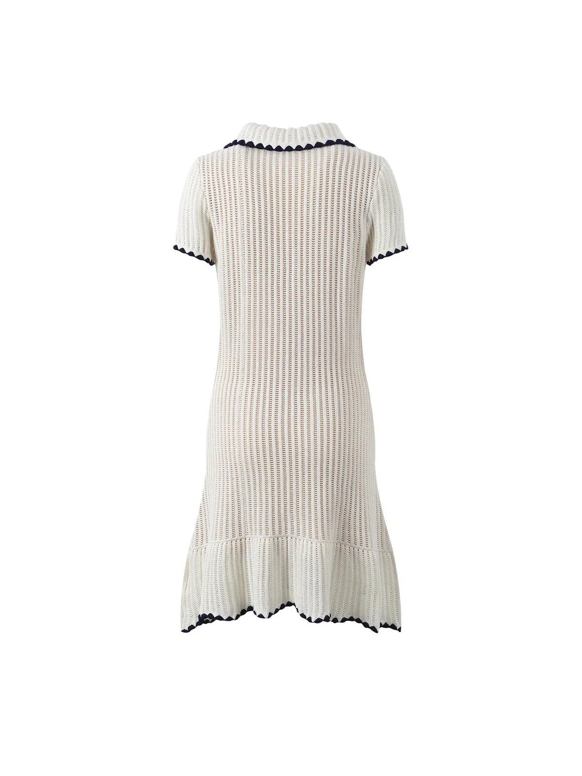 Knitted Collar Short Dress With Pockets